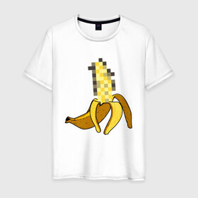 Мужская футболка хлопок с принтом Банан Цензура в Курске, 100% хлопок | прямой крой, круглый вырез горловины, длина до линии бедер, слегка спущенное плечо. | banana | brazzers | censored | банан | без | пиксели | пиксель | фрукт