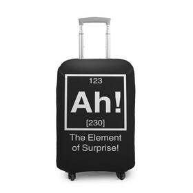 Чехол для чемодана 3D с принтом The Element of Surprise в Курске, 86% полиэфир, 14% спандекс | двустороннее нанесение принта, прорези для ручек и колес | 123 | 230 | атом | менделеев | подарок | популярные футболки | приз | прикольные | сюрприз | химик | химия | чёрная | элемент | элементы