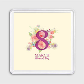 Магнит 55*55 с принтом 8 Марта в Курске, Пластик | Размер: 65*65 мм; Размер печати: 55*55 мм | 8 march | 8 марта | flowers | женский день | цветы