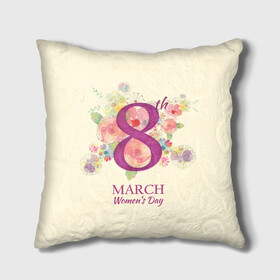 Подушка 3D с принтом 8 Марта в Курске, наволочка – 100% полиэстер, наполнитель – холлофайбер (легкий наполнитель, не вызывает аллергию). | состоит из подушки и наволочки. Наволочка на молнии, легко снимается для стирки | 8 march | 8 марта | flowers | женский день | цветы
