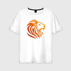 Женская футболка хлопок Oversize с принтом HEAD LION в Курске, 100% хлопок | свободный крой, круглый ворот, спущенный рукав, длина до линии бедер
 | animal | beast | cat | cute | fluffy | hunter | lion | lion cub | lion king | mane | predator | red | tail | yellow | большая кошка | грива | животное | зверь | король лев | кот | лев | лёвушка | львенок | милый | муфаса | охотник | пушистый 