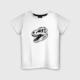 Детская футболка хлопок с принтом Череп Тираннозавра в Курске, 100% хлопок | круглый вырез горловины, полуприлегающий силуэт, длина до линии бедер | динозавр | минимализм | рисунок | тираннозавра | череп | череп тираннозавра