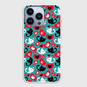 Чехол для iPhone 13 Pro с принтом Kitty Любовь в Курске,  |  | animals | beast | cats | eyes | hello | kitty | sweet | глаза | животные | забавный | звери | кот | котенок | кошка | лапки | любовь | милый | паттерн | прикол | пушистый | пятна | сердца | смешной | точки | узор | фигуры | черный