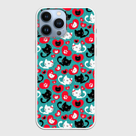 Чехол для iPhone 13 Pro Max с принтом Kitty Любовь в Курске,  |  | animals | beast | cats | eyes | hello | kitty | sweet | глаза | животные | забавный | звери | кот | котенок | кошка | лапки | любовь | милый | паттерн | прикол | пушистый | пятна | сердца | смешной | точки | узор | фигуры | черный