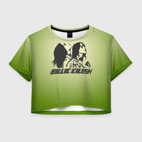 Женская футболка Crop-top 3D с принтом Билли Айлиш в Курске, 100% полиэстер | круглая горловина, длина футболки до линии талии, рукава с отворотами | bad guy | billie | billie eilish | billieeilish | билли | билли айлиш