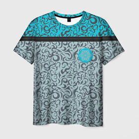 Мужская футболка 3D с принтом Снежный вихрь (Скин CSGO) в Курске, 100% полиэфир | прямой крой, круглый вырез горловины, длина до линии бедер | Тематика изображения на принте: cs | go | вихрь | го | кс | скин | снежинка | снежный | узор