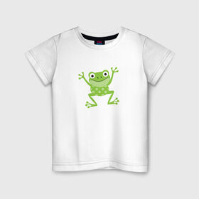 Детская футболка хлопок с принтом Лягушка в Курске, 100% хлопок | круглый вырез горловины, полуприлегающий силуэт, длина до линии бедер | животное | лягушка | лягушонок | милый лягушонок | минимализм | рисунок