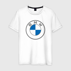 Мужская футболка хлопок с принтом BMW в Курске, 100% хлопок | прямой крой, круглый вырез горловины, длина до линии бедер, слегка спущенное плечо. | bavaria | bayerische motoren werke | bmw | bmw ag | bmw logo | баварец | беха | бнв | бумер | бэха
