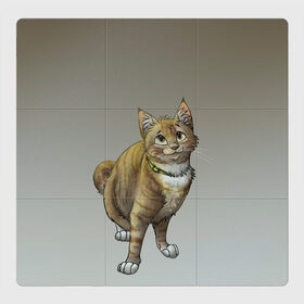 Магнитный плакат 3Х3 с принтом полосатый уличный кот в Курске, Полимерный материал с магнитным слоем | 9 деталей размером 9*9 см | Тематика изображения на принте: арт | бандит | вектор | градиент | кот | котенок | котик | котэ | мультяшный | мяу | полоски | рисунок | рыжий | серый | уличный | хитрюга