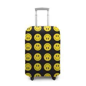 Чехол для чемодана 3D с принтом Смайлики в Курске, 86% полиэфир, 14% спандекс | двустороннее нанесение принта, прорези для ручек и колес | emoji | smile | sticker | грусть | любовь | печаль | плачь | смайлики | стикеры | текстура | улыбка | эмоджи | эмодзи