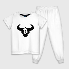 Детская пижама хлопок с принтом BITCOIN CRYPTOCURRENCE (Z) в Курске, 100% хлопок |  брюки и футболка прямого кроя, без карманов, на брюках мягкая резинка на поясе и по низу штанин
 | Тематика изображения на принте: binance coin | bitcoin | blockchain | btc | cardano | crypto | ethereum | litecoin | polkadot | tether | xrp | биткоин | блокчейн | валюта | деньги | криптовалюта | майнер | майнинг | цифровая валюта | цифровое золото | эфир
