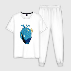 Мужская пижама хлопок с принтом Сердце художника в Курске, 100% хлопок | брюки и футболка прямого кроя, без карманов, на брюках мягкая резинка на поясе и по низу штанин
 | heart | van gogh | абстракция | ван гог | живопись | звездная ночь | искусство | картина | краски | медицина | органы | рисунок | сердечко | сердце | текстуры | художник