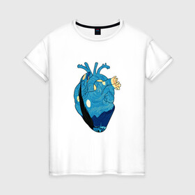 Женская футболка хлопок с принтом Сердце художника в Курске, 100% хлопок | прямой крой, круглый вырез горловины, длина до линии бедер, слегка спущенное плечо | Тематика изображения на принте: heart | van gogh | абстракция | ван гог | живопись | звездная ночь | искусство | картина | краски | медицина | органы | рисунок | сердечко | сердце | текстуры | художник