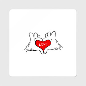 Магнит виниловый Квадрат с принтом люблю в Курске, полимерный материал с магнитным слоем | размер 9*9 см, закругленные углы | all you need is love | i love myself | love | love me | one love