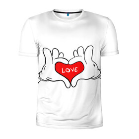 Мужская футболка 3D спортивная с принтом люблю в Курске, 100% полиэстер с улучшенными характеристиками | приталенный силуэт, круглая горловина, широкие плечи, сужается к линии бедра | all you need is love | i love myself | love | love me | one love