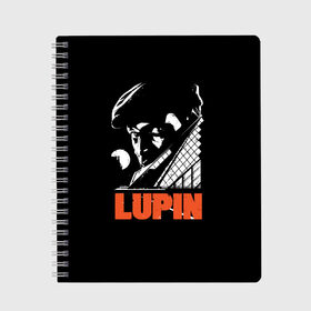 Тетрадь с принтом Lupin - Сериал Люпен в Курске, 100% бумага | 48 листов, плотность листов — 60 г/м2, плотность картонной обложки — 250 г/м2. Листы скреплены сбоку удобной пружинной спиралью. Уголки страниц и обложки скругленные. Цвет линий — светло-серый
 | lupin | netflix | детектив | логотип | люпен | люпин | люпэн | мужской | нетфликс | омар си | подарок | портрет | сериал | черный