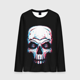 Мужской лонгслив 3D с принтом Glitch Skull в Курске, 100% полиэстер | длинные рукава, круглый вырез горловины, полуприлегающий силуэт | art | dead | death | ghost | glitch | neon | skeleton | skull | skulls | арт | глитч | глич | неон | призрак | скелет | череп | черепа