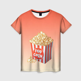 Женская футболка 3D с принтом попкорн рисунок в Курске, 100% полиэфир ( синтетическое хлопкоподобное полотно) | прямой крой, круглый вырез горловины, длина до линии бедер | вкусняшка | воздушная кукуруза | еда | кино | кинопросмотр | киносеанс | кинотеатр | попкорн