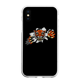 Чехол для iPhone XS Max матовый с принтом TIGER ART в Курске, Силикон | Область печати: задняя сторона чехла, без боковых панелей | Тематика изображения на принте: animal | beast | cat | cute | fluffy | hunter | lion | lion cub | lion king | mane | predator | red | tail | tiger | yellow | большая кошка | голова тигра | грива | животное | зверь | король лев | кот | милый | охотник | пушистый | тигр | тиг