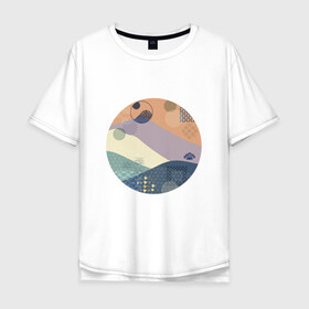 Мужская футболка хлопок Oversize с принтом Японский минимализм в Курске, 100% хлопок | свободный крой, круглый ворот, “спинка” длиннее передней части | азиатский | арт | минимализм | пейзаж | природа | рисунок | хипстер | японский