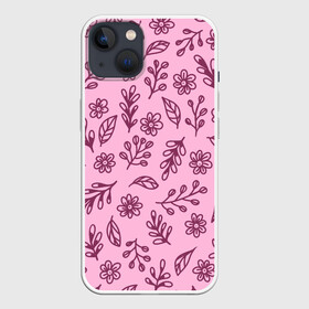 Чехол для iPhone 13 с принтом Hello Spring в Курске,  |  | casual | flowers | pink | summer | букет | бутоны | весна | ветки | девушкам | декор | лепестки | лето | листья | нежные | орнамент | поляна | природа | растения | рисунок | розовый узор | ромашки | текстура | узор