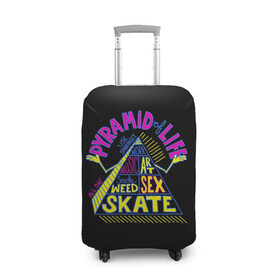 Чехол для чемодана 3D с принтом Суть жизни в Курске, 86% полиэфир, 14% спандекс | двустороннее нанесение принта, прорези для ручек и колес | art | life | music | pyramid | skate | smoke | work | жизнь | мем | мемы | музыка | пирамида | работа | смысл | стиль | треугольник