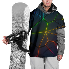 Накидка на куртку 3D с принтом НЕОНОВЫЕ ПЛИТЫ | 3D ПЛИТЫ в Курске, 100% полиэстер |  | 3d | 3д | abstraction | neon | steel | абстракция | взрыв | неон | неоновые | плиты | разлом | соты | стекло | стеклянный