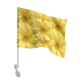 Флаг для автомобиля с принтом Желтые Герберы в Курске, 100% полиэстер | Размер: 30*21 см | 8 марта | герберы | для девушек.белая | желтые | женский день | на 8 марта | разноцветные | с днем рождения | с цветами | цветы | черная