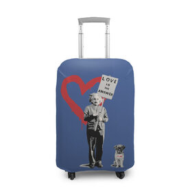 Чехол для чемодана 3D с принтом Любовь это ответ | Banksy в Курске, 86% полиэфир, 14% спандекс | двустороннее нанесение принта, прорези для ручек и колес | art | banksy | street art | арт | бэнкси | граффити | со смыслом | сосмыслом | стритарт