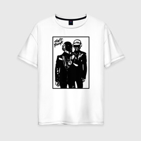 Женская футболка хлопок Oversize с принтом Daft Punk в Курске, 100% хлопок | свободный крой, круглый ворот, спущенный рукав, длина до линии бедер
 | daft punk | electro music | electronic | дафт панк | диско | музыка | ретро | хаус | электро | электроника