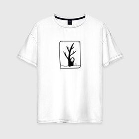 Женская футболка хлопок Oversize с принтом Безликий за деревом в Курске, 100% хлопок | свободный крой, круглый ворот, спущенный рукав, длина до линии бедер
 | anime | аниме | безликий | каонаси | мультфильм | персонаж | унесенные призраками