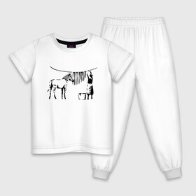 Детская пижама хлопок с принтом Зебра Banksy в Курске, 100% хлопок |  брюки и футболка прямого кроя, без карманов, на брюках мягкая резинка на поясе и по низу штанин
 | art | banksy | street art | арт | бэнкси | граффити | со смыслом | сосмыслом | стритарт