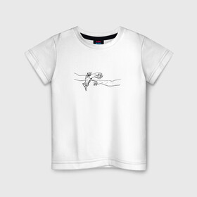 Детская футболка хлопок с принтом Котики в Курске, 100% хлопок | круглый вырез горловины, полуприлегающий силуэт, длина до линии бедер | животные | искусство | кот | котёнок | котик | кошка | руки | сотворение адама