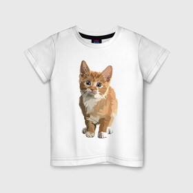 Детская футболка хлопок с принтом Котик в Курске, 100% хлопок | круглый вырез горловины, полуприлегающий силуэт, длина до линии бедер | Тематика изображения на принте: cat | кот | котенок | котэ | рыжий котик