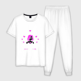Мужская пижама хлопок с принтом Just A Girl Sketching в Курске, 100% хлопок | брюки и футболка прямого кроя, без карманов, на брюках мягкая резинка на поясе и по низу штанин
 | a | anime | geek | gift | girl | hot | just | kawai | logo | loves | merch | otaku | sketching | tyan | who | аниме | девушка | действительно | кавай | которая | любит | подарок | просто | скетч | тян | тянка