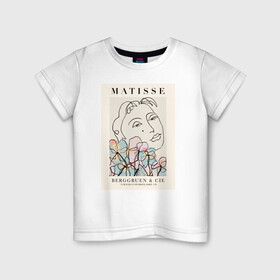 Детская футболка хлопок с принтом MATISSE в Курске, 100% хлопок | круглый вырез горловины, полуприлегающий силуэт, длина до линии бедер | 8 марта | весна | девушке | женский | картина | мама | матисс | подарок | топ | тренд | феминизм | художник | цветы