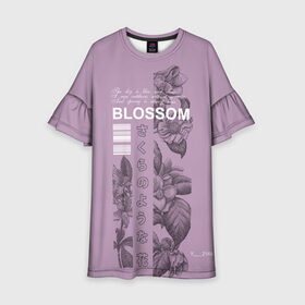 Детское платье 3D с принтом Blossom в Курске, 100% полиэстер | прямой силуэт, чуть расширенный к низу. Круглая горловина, на рукавах — воланы | Тематика изображения на принте: 8 марта | весна | девушке | женский | мама | подарок | топ | тренд | феминизм | цветы