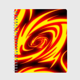 Тетрадь с принтом ОГНЕННЫЕ ВОЛНЫ | FIRE STRIPES в Курске, 100% бумага | 48 листов, плотность листов — 60 г/м2, плотность картонной обложки — 250 г/м2. Листы скреплены сбоку удобной пружинной спиралью. Уголки страниц и обложки скругленные. Цвет линий — светло-серый
 | abstraction | geometry | hexagon | neon | paints | stripes | texture | triangle | абстракция | брызги | геометрия | краски | неон | соты | текстура
