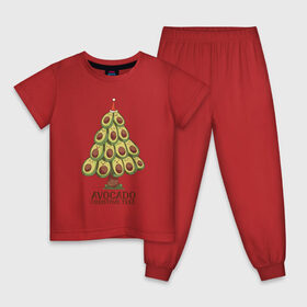 Детская пижама хлопок с принтом Avocado Christmas Tree в Курске, 100% хлопок |  брюки и футболка прямого кроя, без карманов, на брюках мягкая резинка на поясе и по низу штанин
 | claus | cute | nature | new year | santa | tree | авокадо | адвокадо | дед мороз | дед отмороз | ёлка | ель | из авокадо | колпак | косточка | милота | милые авокадо | новый год | прикол | природа | рождественское дерево