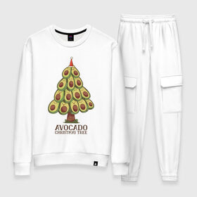 Женский костюм хлопок с принтом Avocado Christmas Tree в Курске, 100% хлопок | на свитшоте круглая горловина, мягкая резинка по низу. Брюки заужены к низу, на них два вида карманов: два 