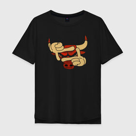 Мужская футболка хлопок Oversize с принтом Чикаго Буллз в Курске, 100% хлопок | свободный крой, круглый ворот, “спинка” длиннее передней части | Тематика изображения на принте: chicago bulls | nba | баскетбол | быки | нба | чикаго буллз