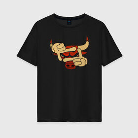 Женская футболка хлопок Oversize с принтом Чикаго Буллз в Курске, 100% хлопок | свободный крой, круглый ворот, спущенный рукав, длина до линии бедер
 | chicago bulls | nba | баскетбол | быки | нба | чикаго буллз