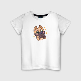 Детская футболка хлопок с принтом Собачка в Курске, 100% хлопок | круглый вырез горловины, полуприлегающий силуэт, длина до линии бедер | cute | dog | doggy | милая собачка | миленько | милота | овчарка | собака | собачка | стикер собаки