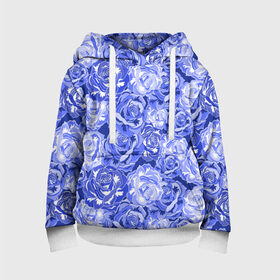 Детская толстовка 3D с принтом Голубые и синие розы в Курске, 100% полиэстер | двухслойный капюшон со шнурком для регулировки, мягкие манжеты на рукавах и по низу толстовки, спереди карман-кенгуру с мягким внутренним слоем | Тематика изображения на принте: blue | flora | floral | flower | flowers | romantic | rose | roses | violet | букет роз | букет цветов | бутон | бутоны | день женщин | для девушек | для женщин | женский день | праздник | роза | романтика | садовая роза | флора