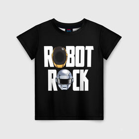 Детская футболка 3D с принтом Robot Rock в Курске, 100% гипоаллергенный полиэфир | прямой крой, круглый вырез горловины, длина до линии бедер, чуть спущенное плечо, ткань немного тянется | cyberpunk | daft | daftpunk | electronic | get | guy | guy manuel | human | lucky | music | punk | robot | rock | thomas | дафт | дафтпанк | киберпанк | музыка | ню диско | панк | робот | рок | техно | томас | электро | электроник рок