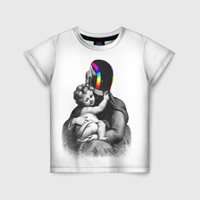 Детская футболка 3D с принтом Daft Punk в Курске, 100% гипоаллергенный полиэфир | прямой крой, круглый вырез горловины, длина до линии бедер, чуть спущенное плечо, ткань немного тянется | Тематика изображения на принте: cyberpunk | daft | daftpunk | electronic | get | guy | guy manuel | human | lucky | music | punk | robot | rock | thomas | дафт | дафтпанк | киберпанк | музыка | ню диско | панк | робот | рок | техно | томас | электро | электроник рок