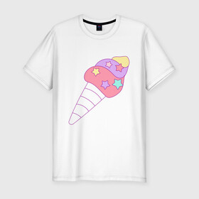 Мужская футболка хлопок Slim с принтом мороженое рожок звездочки в Курске, 92% хлопок, 8% лайкра | приталенный силуэт, круглый вырез ворота, длина до линии бедра, короткий рукав | вкусняшки | детский | еда | звездочки | мороженое | мультяшный | рожок | сладости