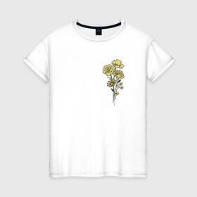 Женская футболка хлопок с принтом Flo в Курске, 100% хлопок | прямой крой, круглый вырез горловины, длина до линии бедер, слегка спущенное плечо | flo | flowers | растения | флористика | цветение | цветы