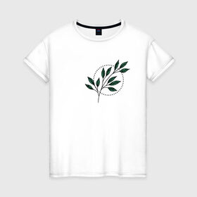 Женская футболка хлопок с принтом Leaves в Курске, 100% хлопок | прямой крой, круглый вырез горловины, длина до линии бедер, слегка спущенное плечо | flo | flowers | растения | флористика | цветение | цветы