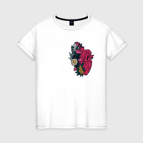 Женская футболка хлопок с принтом Heart в Курске, 100% хлопок | прямой крой, круглый вырез горловины, длина до линии бедер, слегка спущенное плечо | flo | flowers | растения | флористика | цветение | цветы